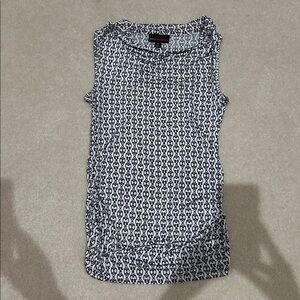 Blue and White Patterned Sleeveless Top - Dana Buchman